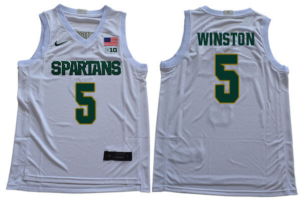 Men Michigan State Spartans #5 Cassius Winston NCAA Nike Authentic White College Stitched Basketball Jersey KC41X24HW